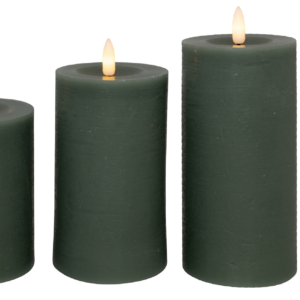 Cozzy bloklys, 3D flamme, grøn, 3 pak inkl. fjernbetjening