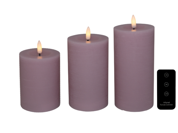 Cozzy bloklys, 3D flamme, rosa, 3 pak inkl. fjernbetjening