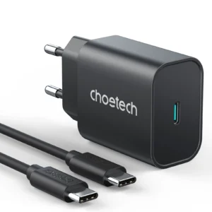 Choetech USB-C PD vægoplader, 25W, sort  -  perfekt til hurtig opladning