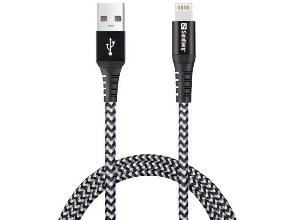 Sandberg Survivor USB - lightning kabel, 1 m, sort