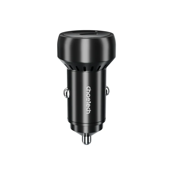 Choetech 2-port Biloplader QC, 60W (USB-C + USB-A), sort