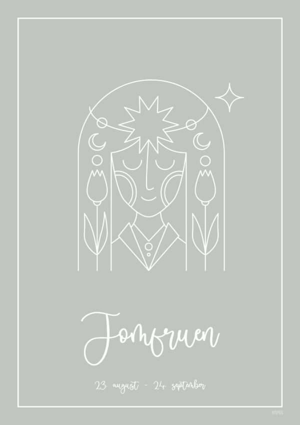 STJERNETEGN JOMFRUEN PLAKAT (23.08 - 22.09) - 30x40 / Lysegrå