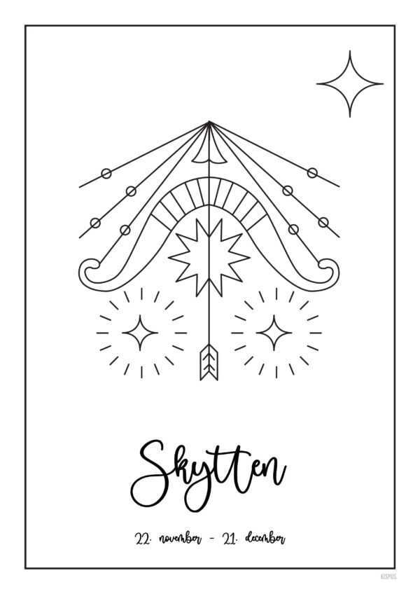 STJERNETEGN SKYTTEN PLAKAT (23.11 - 21.12) - 50x70 / Hvid