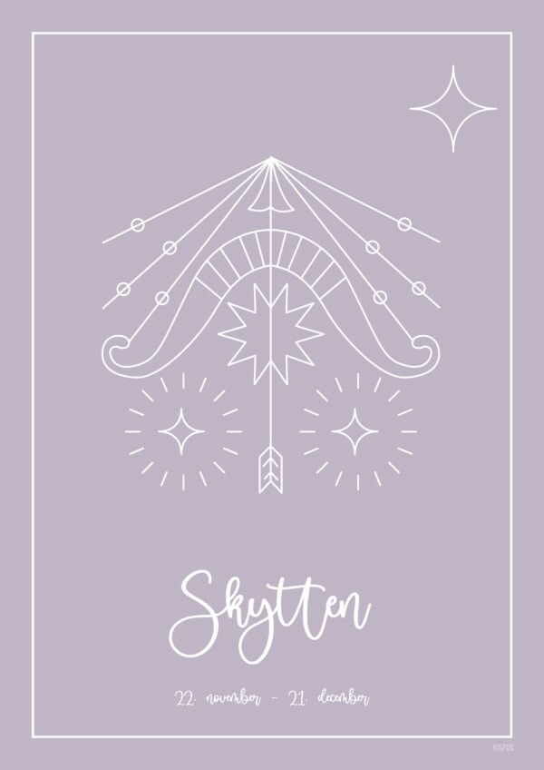 STJERNETEGN SKYTTEN PLAKAT (23.11 - 21.12) - 30x40 / Lilla