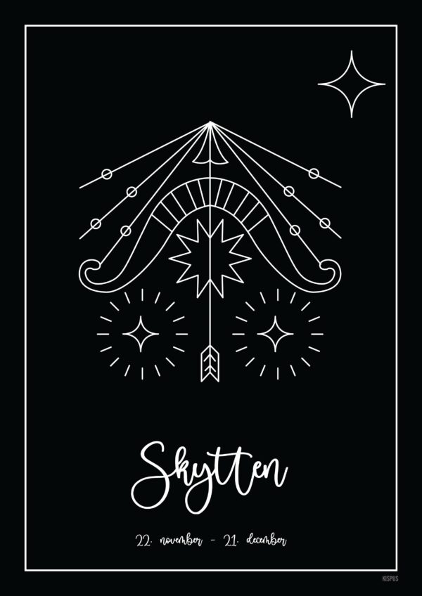 STJERNETEGN SKYTTEN PLAKAT (23.11 - 21.12) - 30x40 / Sort