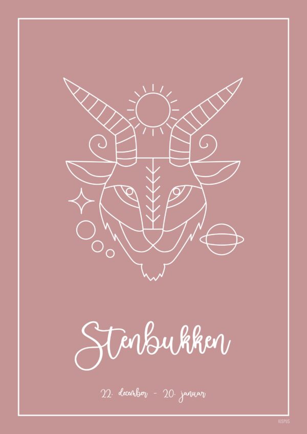 STJERNETEGN STENBUKKEN PLAKAT (21.12 - 19.01) - A4 / Blush