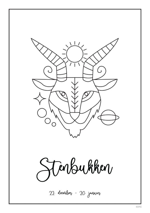STJERNETEGN STENBUKKEN PLAKAT (21.12 - 19.01) - 50x70 / Hvid