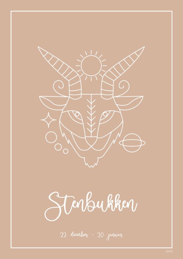 STJERNETEGN STENBUKKEN PLAKAT (21.12 - 19.01) - A4 / Nude
