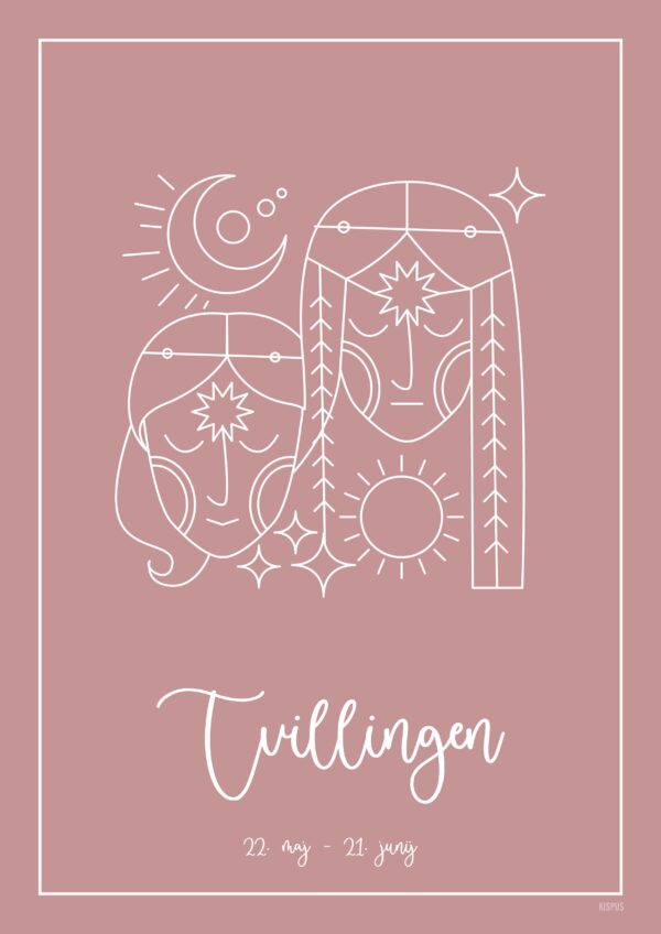 STJERNETEGN TVILLINGEN PLAKAT (21.05 - 21.06) - 50x70 / Blush