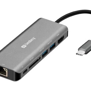 Sandberg USB-C Dock HDMI+LAN+SD+USB,61W, Hvid