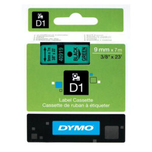 Dymo Tape D1 9mmx7m sort/grøn