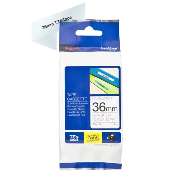 Brother TZe tape 36 mm x 8 m black / clear