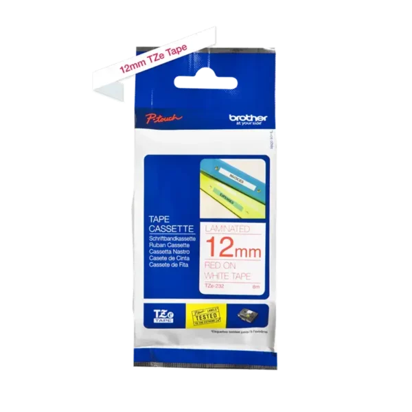 Brother TZe tape 12 mm x 8 m red / white