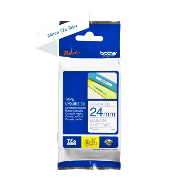 Brother TZe tape 24mmx8m blue/white