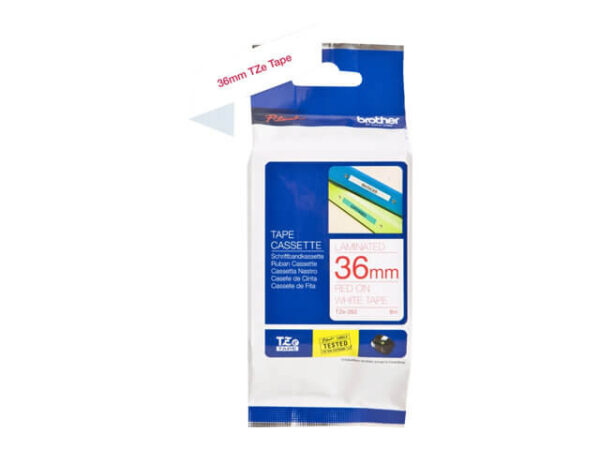 Brother TZe tape 36 mm x 8 m red / white