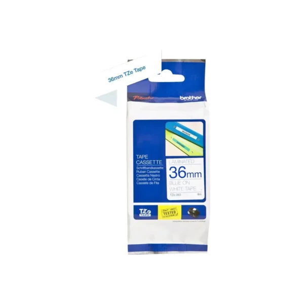 Brother TZe tape 36 mm x 8 m blue / white