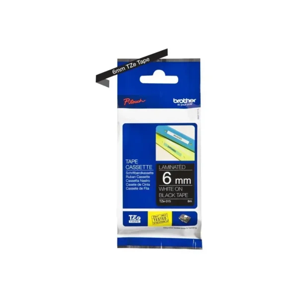 Brother TZe tape 6 mm x 8 m white / black