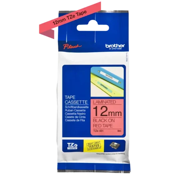 Brother TZe tape 12 mm x 8 m black / red