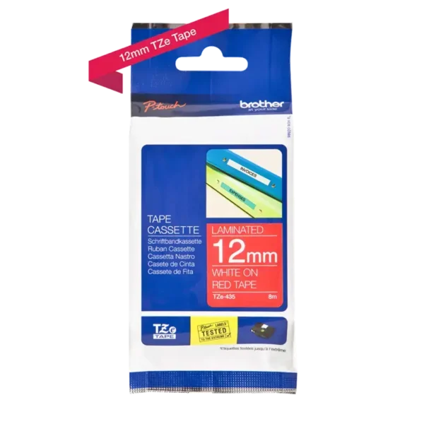 Brother TZe tape 12 mm x 8 m white / red