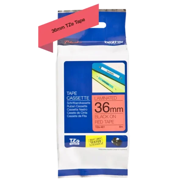 Brother TZe tape 36 mm x 8 m black / red