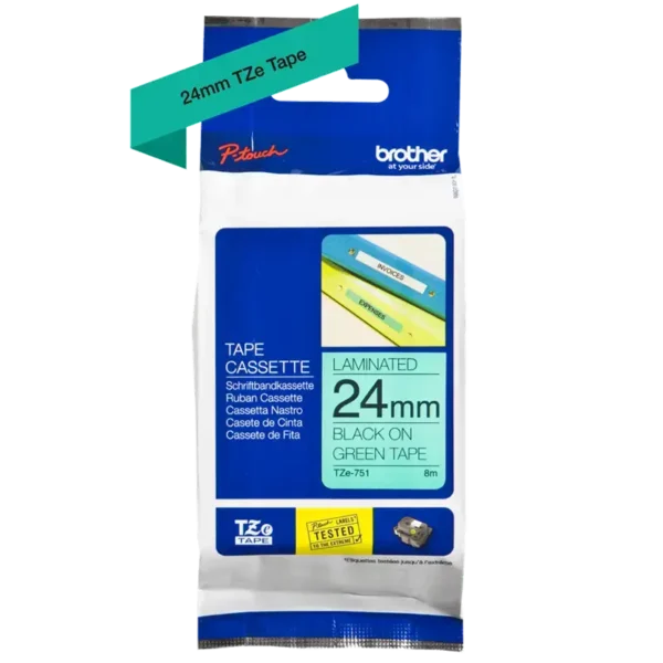 Brother TZe tape 24 mm x 8 m black / green
