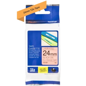 Brother TZe tape 24 mm x 8 m black / neon orange