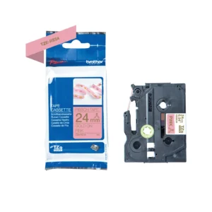 Brother TZe-RE54 printer guld tekst på pink 24 mm satinbånd