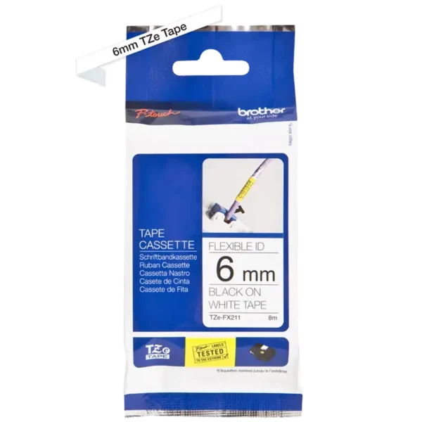 Brother TZe tape 6 mm x 8 m flexible black / white