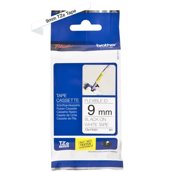 Brother TZe tape 9 mm x 8 m flexible black / white
