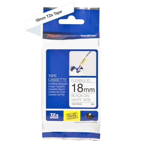 Brother TZe tape 18 mm x 8 m flexible black / white