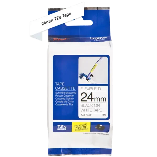 Brother TZe tape 24 mm x 8 m flexible black / white