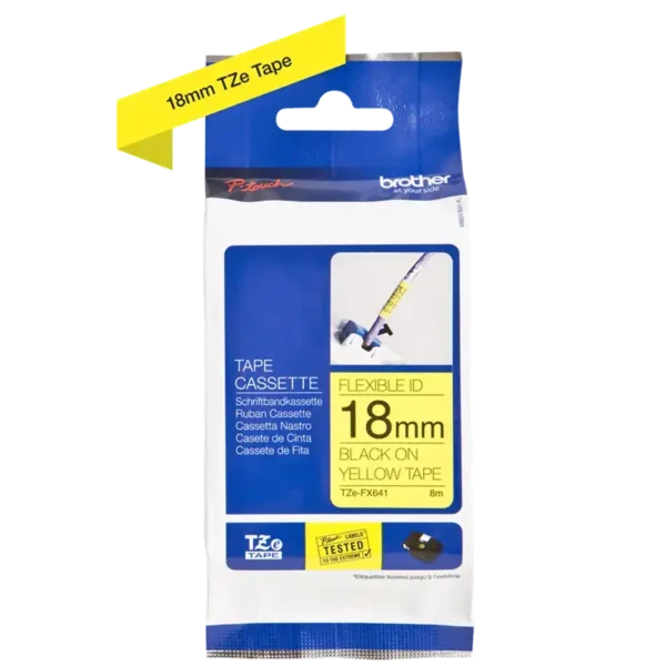 Brother TZe tape 18 mm x 8 m flexible black / yellow