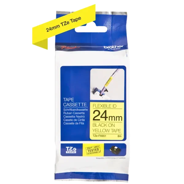 Brother TZe tape 24 mm x 8 m flexible black / yellow