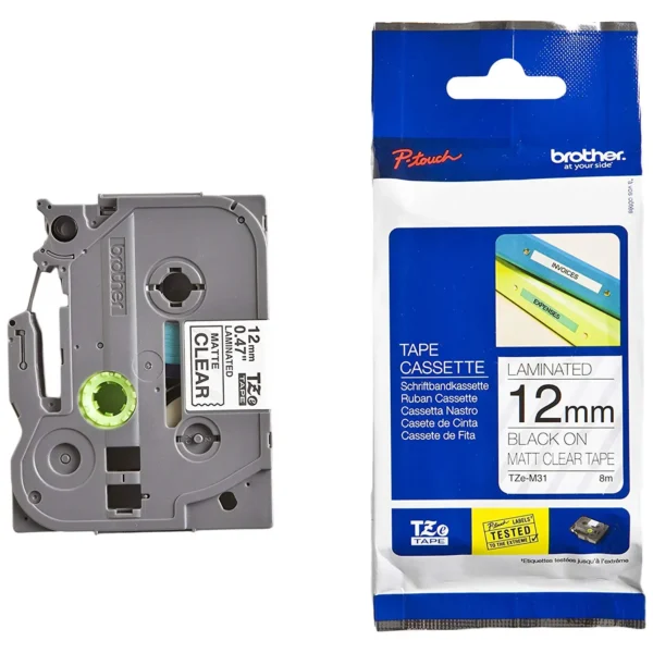 Brother TZe tape 12 mm black / clear mat
