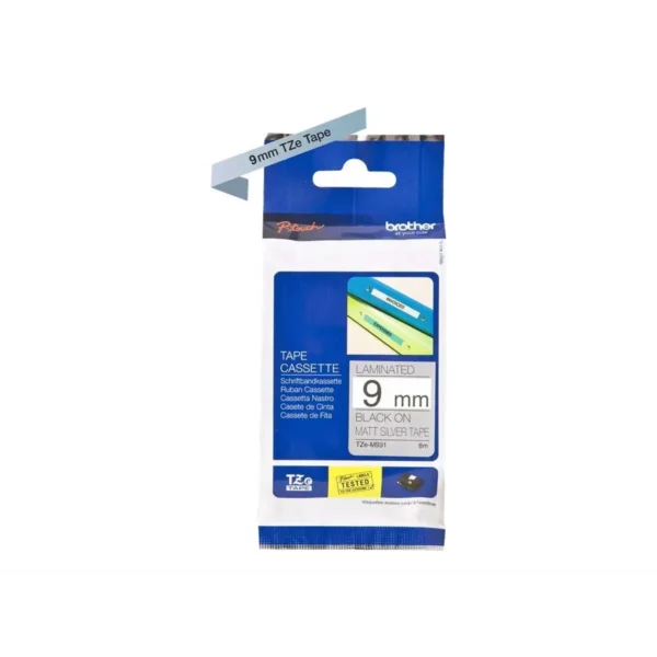Brother TZe tape 9 mm x 8 m black / silver mat