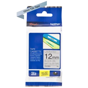 Brother TZe tape 12 mm x 8 m black / silver mat