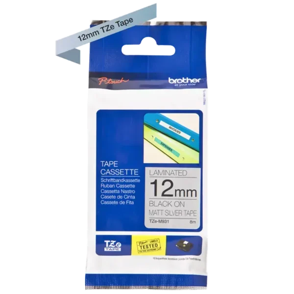 Brother TZe tape 12 mm x 8 m black / silver mat