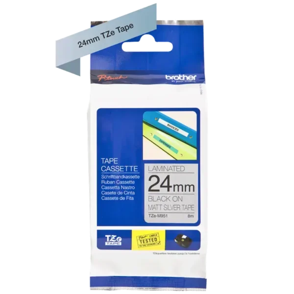 Brother TZe tape 24 mm x 8 m black / silver mat