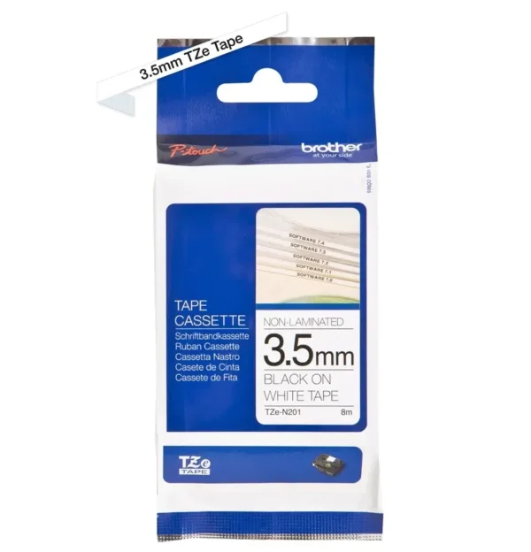 Brother TZe tape 3,5 mm x 8 m non laminated black / white
