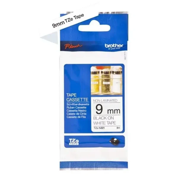 Brother TZe tape 9 mm x 8 m non laminated black/white