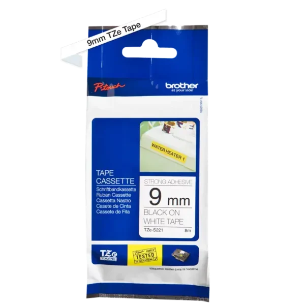 Brother TZeS tape 9 mm x 8 m strong black / white
