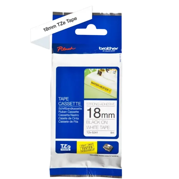 Brother TZeS tape 18 mm x 8 m strong black / white