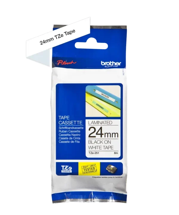 Brother TZeS tape 24 mm x 8 m strong black / white