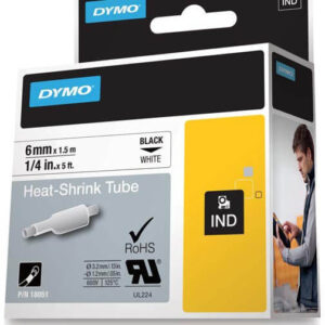 Dymo Tape Rhino 6 mm x 1,5 m Krympeflex Sort/Hvid