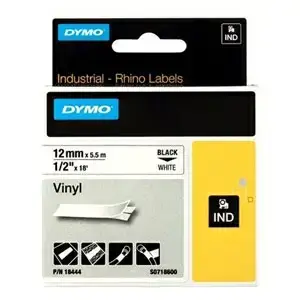 Dymo Tape Rhino 12 mm x 5,5 m vinyl White/Black