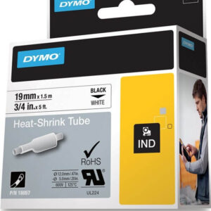 Dymo Tape Rhino 19 mm x 1,5 m Krympeflex Sort / Hvid
