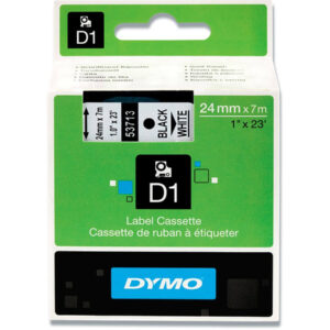 Dymo Tape D1 24 mm x 7 m Sort / Hvid 53713