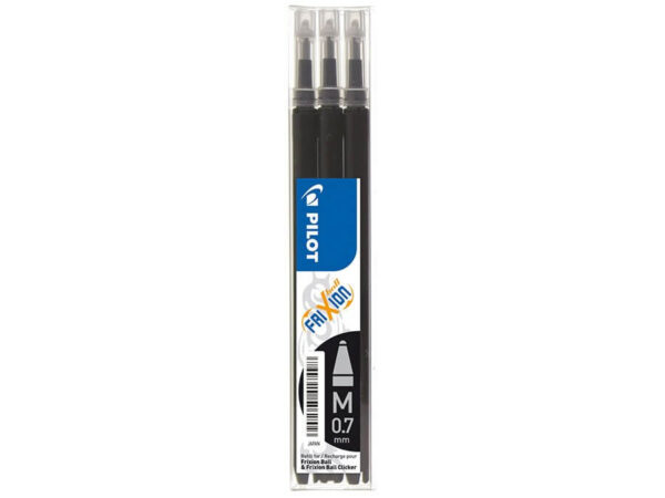 Pilot Frixion Clicker 0,7 Refill, Udviskbar Kuglepen 3 stk, Sort