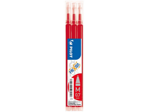 Pilot Frixion Clicker 0,7 Refill, Udviskbar Kuglepen 3 stk, Rød