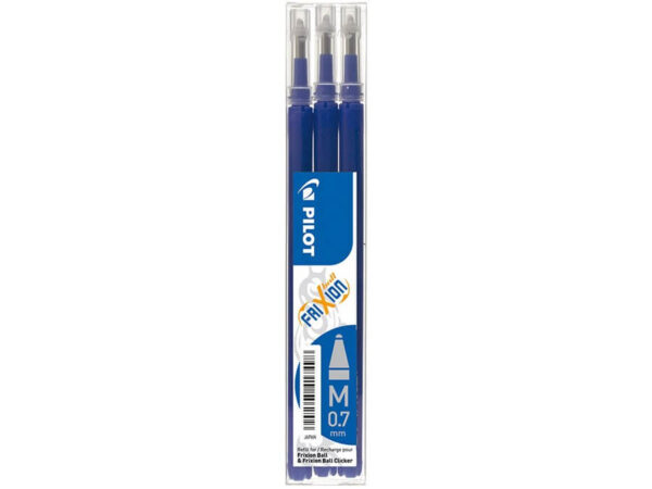 Pilot Frixion Clicker 0,7 Refill, Udviskbar Kuglepen 3 stk, Blå